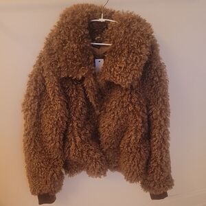 Brown Faux Fur Jacket Love Token
